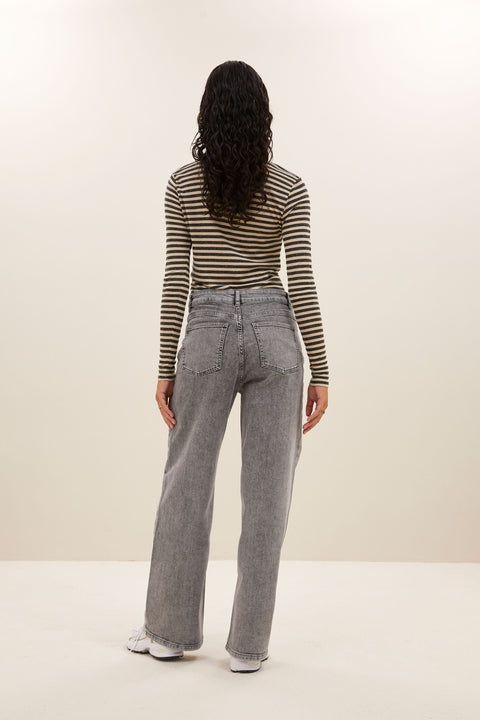 By Bar - Basic ls stripe top 101008 - 018 Chalk