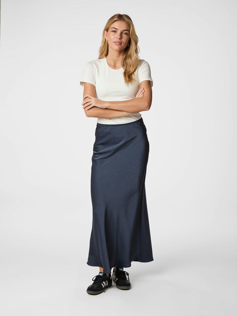 Neo noir - Vicky heavy sateen skirt - 678 Midnight blue