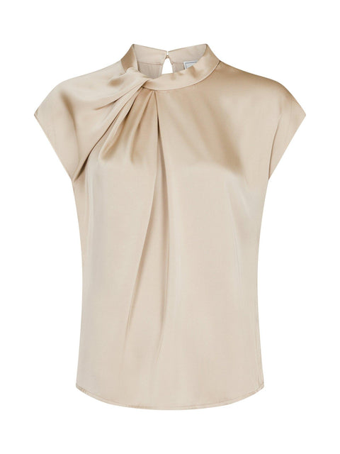 Neo noir - Fleur drapy satin blouse - 125 Dark sand