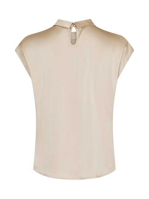 Neo noir - Fleur drapy satin blouse - 125 Dark sand