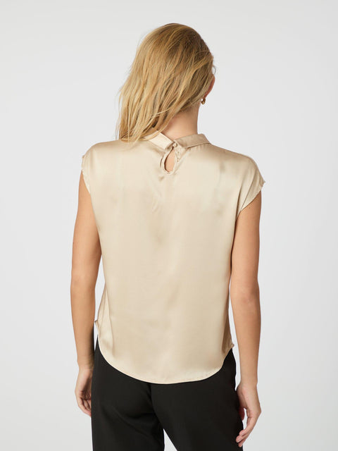 Neo noir - Fleur drapy satin blouse - 125 Dark sand