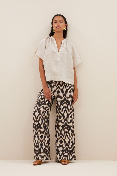 By Bar - Broek Benji brown batik 25118013 - 251 Brown batik