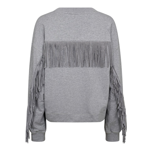 Co couture - 37031 StudCC fringe sweat - 138 Light grey