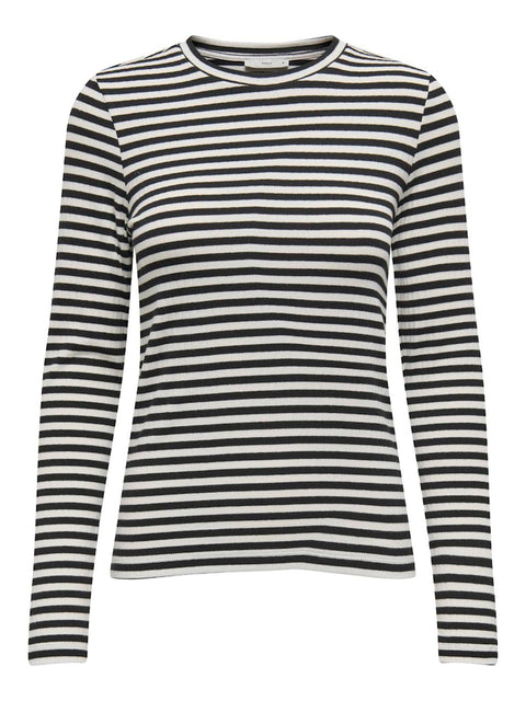 Only - 15342088 ONLAIDA L/S STRIPED T - Black/WHITE