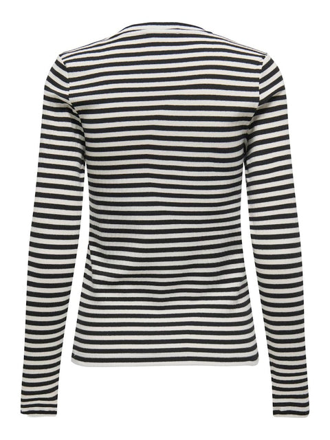 Only - 15342088 ONLAIDA L/S STRIPED T - Black/WHITE