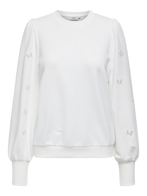 Only - 15315687 ONLFEMME L/S PUFF EMB - Cloud Dancer/But