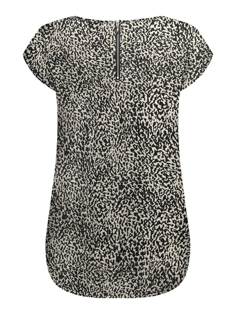 Only - 15161116 ONLVIC S/S AOP TOP NO - Black/Noelle sma