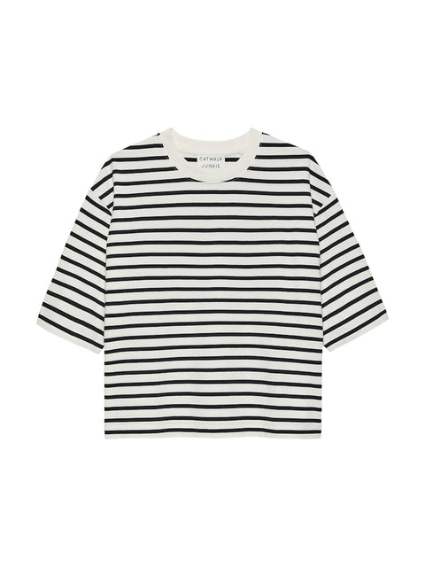 Catwalk Junkie - Loose fit tee 2402080200 - 100 Black (stripe)