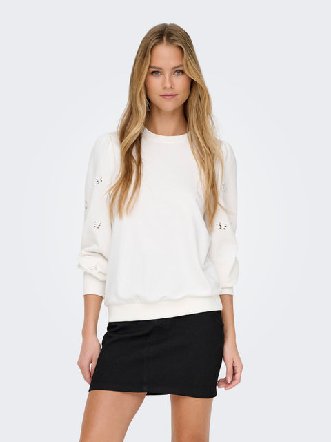 Only - 15315687 ONLFEMME L/S PUFF EMB - Cloud Dancer/But