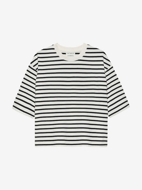 Catwalk Junkie - Loose fit tee 2402080200 - 100 Black (stripe)