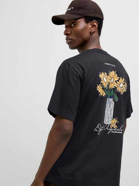 Jack & Jones - 12273015 JORISLINGTON BACK TEE - Black