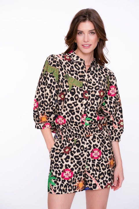 Geisha - Blouse 53491-20 - 720 sand/green/b