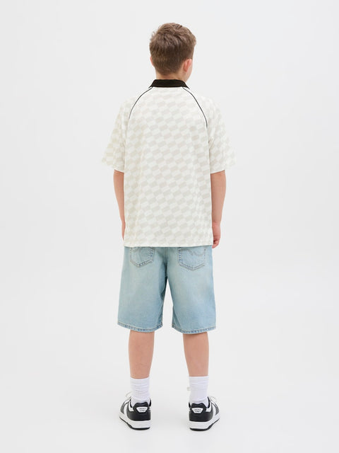Jack & Jones - 12278700 JCOLIDO AOP MESH OPEN - Cloud Dancer/Vap
