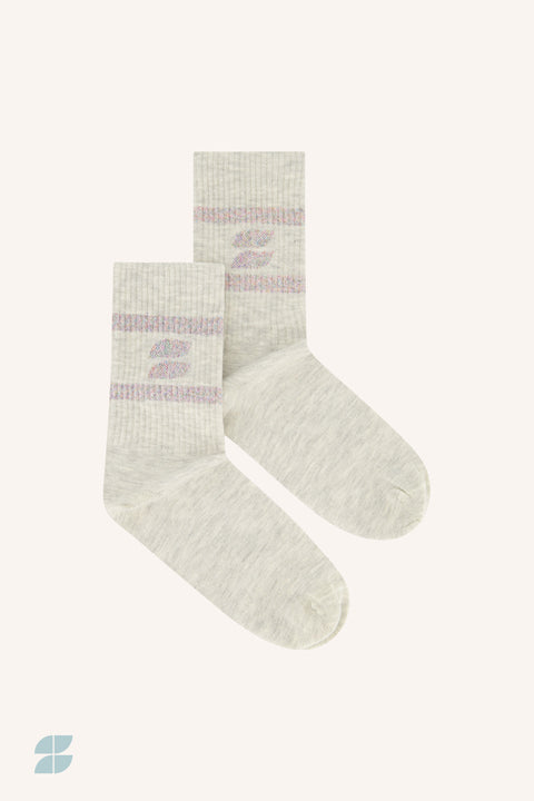 By Bar - Logo sparkle socks - Light grey melee