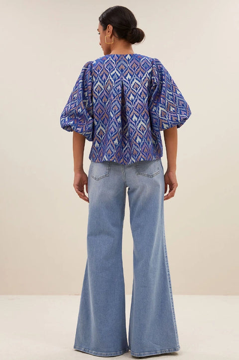 By Bar - Mauri blouse 25112083 - 720 Pavo jacquard print