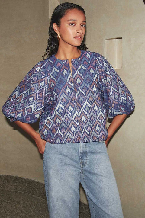 By Bar - Mauri blouse 25112083 - 720 Pavo jacquard print