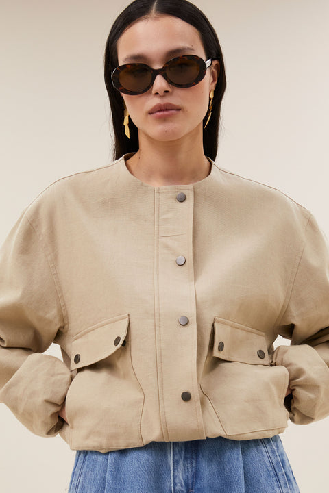 By Bar - Maggie canvas jacket - 007 Dark sand