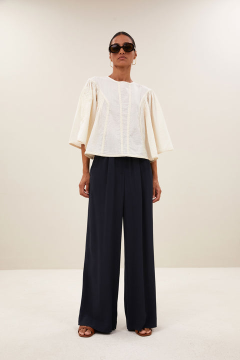 By Bar - Davin seersucker blouse - 010 Offwhite