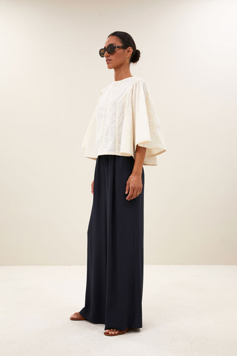 By Bar - Davin seersucker blouse - 010 Offwhite