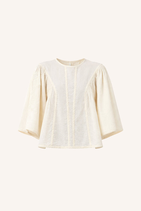 By Bar - Davin seersucker blouse - 010 Offwhite