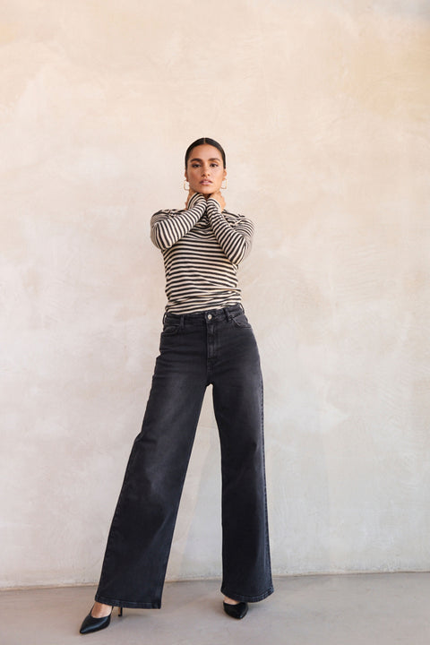 By Bar - Basic ls stripe top 101008 - 018 Chalk