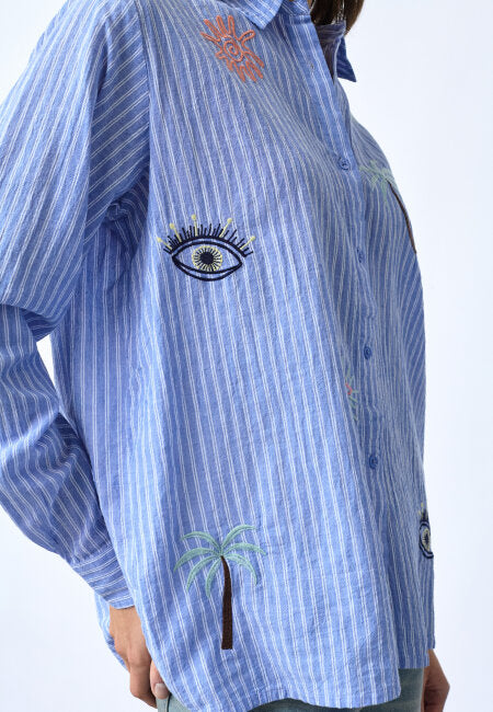 Sisterspoint - Ibisa-sh3 - Blue Stripe Beach / blouse