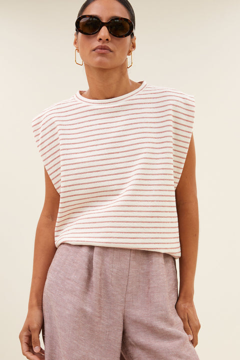 By Bar - Diede heavy jersey stripe - 1326 Sunset rose stripe