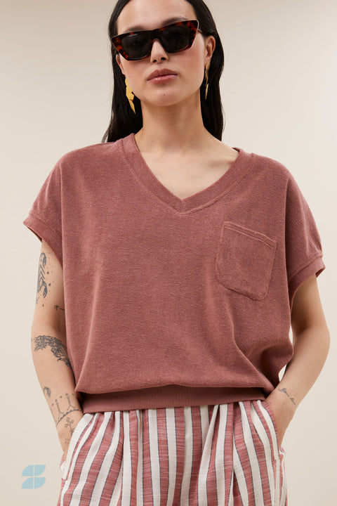 By Bar - Tyler slub top - 1328 Withered rose