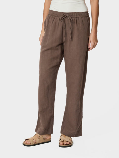 Neo noir - 158949 SONAR LINEN - 676 DARK BROWN / pants