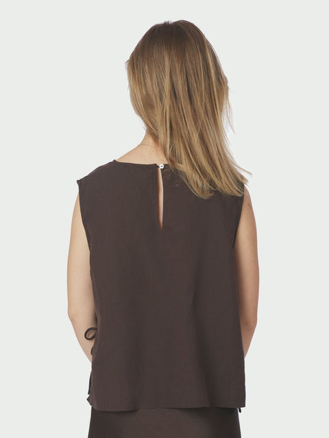 Neo noir - 159947 SVETLANA LINEN - 676 DARK BROWN / top