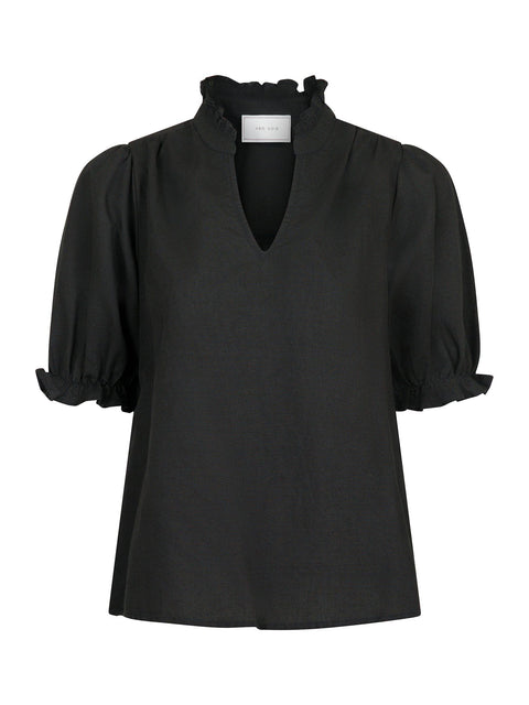 Neo noir - 160264 ODESA LINEN BLOUSE - 676 DARK BROWN / blousje