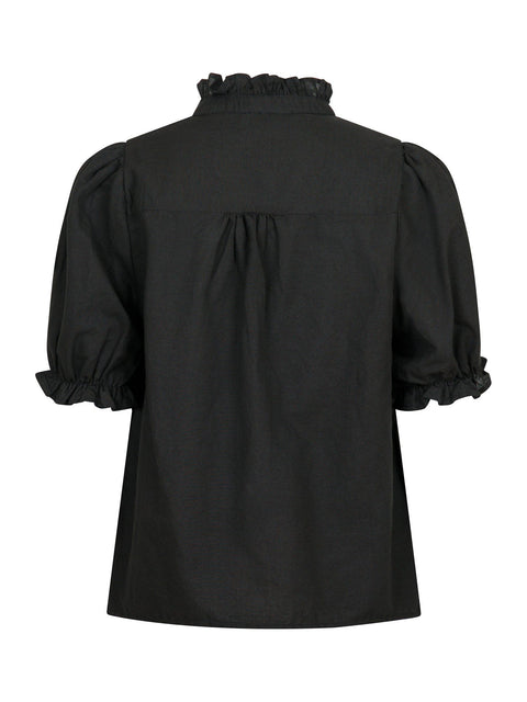 Neo noir - 160264 ODESA LINEN BLOUSE - 676 DARK BROWN / blousje