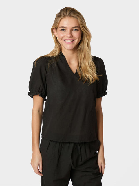 Neo noir - 160264 ODESA LINEN BLOUSE - 676 DARK BROWN / blousje