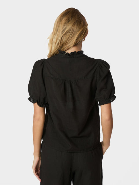 Neo noir - 160264 ODESA LINEN BLOUSE - 676 DARK BROWN / blousje