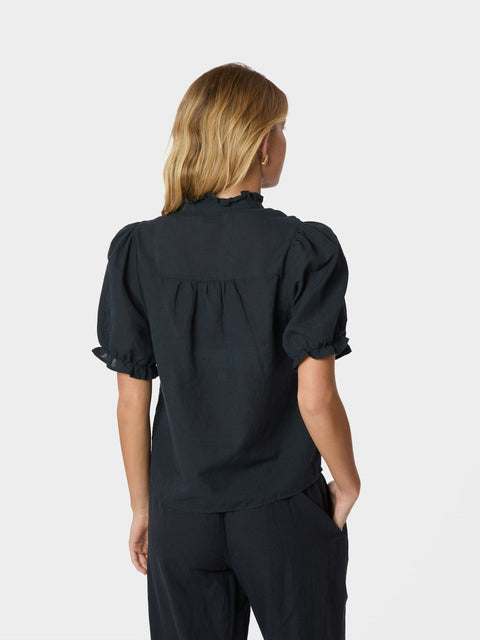 Neo noir - 160264 ODESA LINEN BLOUSE - 141 NAVY / top