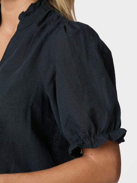 Neo noir - 160264 ODESA LINEN BLOUSE - 141 NAVY / top