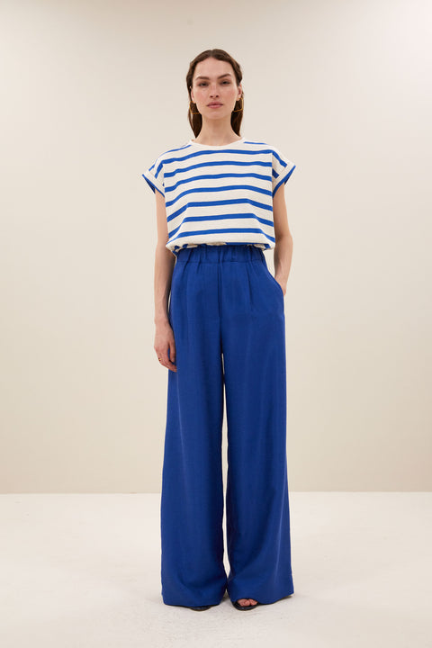 By Bar - Tobi stripe top - 1634 Azul blue stripe