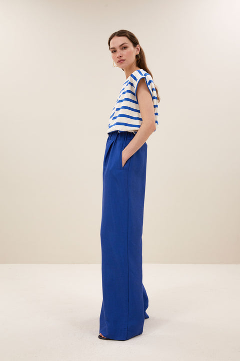 By Bar - Tobi stripe top - 1634 Azul blue stripe