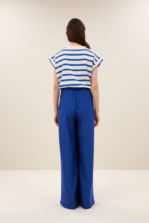 By Bar - Tobi stripe top - 1634 Azul blue stripe