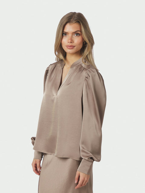 Neo noir - 163769 Rosslyn heavy sateen - 811 Dark taupe / blouse