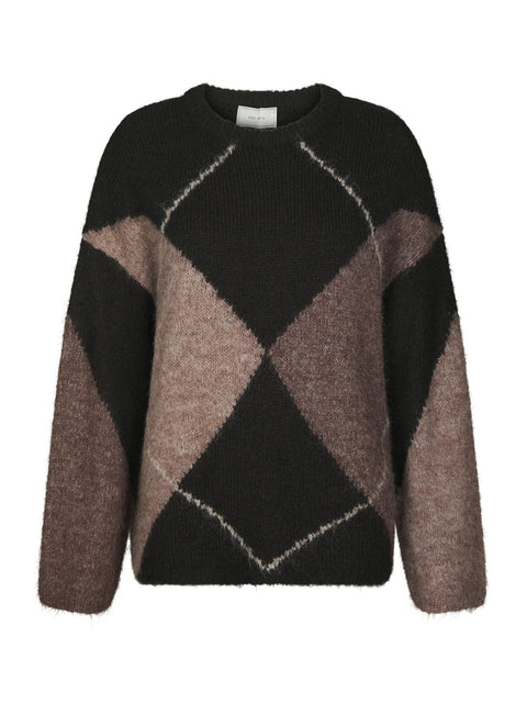 Neo noir - 165205 Inga check - 676 Dark brown / sweater