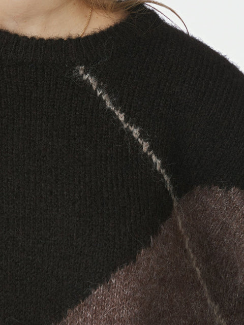 Neo noir - 165205 Inga check - 676 Dark brown / sweater