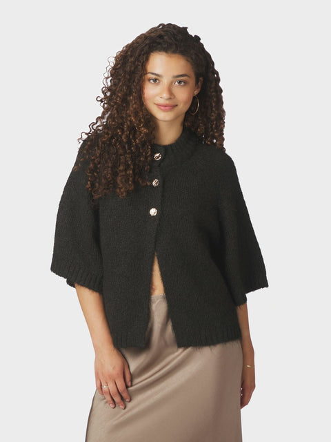Neo noir - 165816 Benuta fluffy knit - 676 Dark Brown / top
