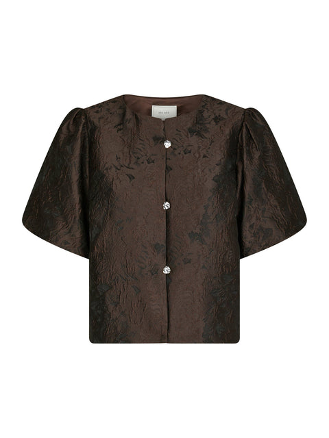 Neo noir - 166369 Aisa brocade blouse - 676 Dark brown