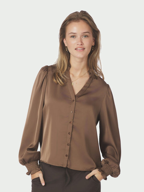 Neo noir - 167479 Delsie drap - 306 Dusty brown  / blouse