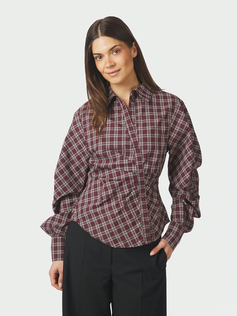 Neo noir - 168469 Neoella check shirt - 182 Plum / blouse