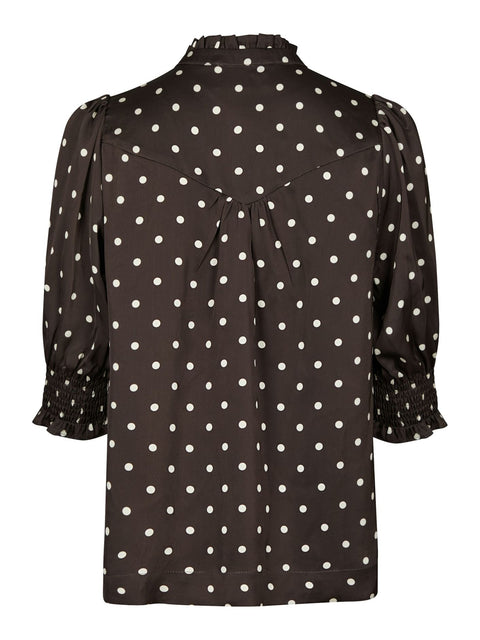 Neo noir - 168484 Diana dot blouse - 676 Dark brown / blouse