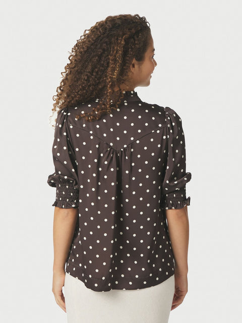 Neo noir - 168484 Diana dot blouse - 676 Dark brown / blouse