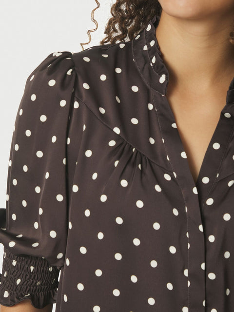 Neo noir - 168484 Diana dot blouse - 676 Dark brown / blouse