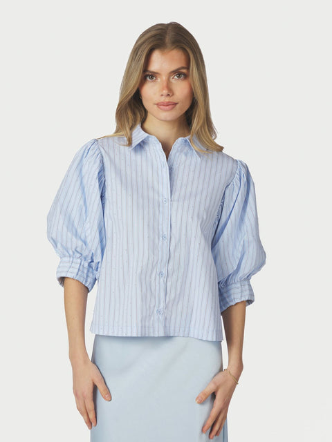 Neo noir - 168625 Etta stripe stone - 145 Light blue / blouse